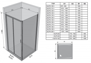 Душевая дверь RAVAK BLDP4 - 120 (Полированный алюминий - Transparent)